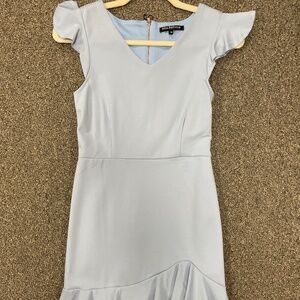 NWT Miss Behave Fiona Ruffle V Neck Light Blue Girls Dress